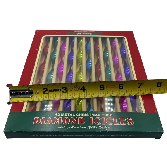 Shiny-Brite 12 Metal Christmas Tree Diamond Icicles Vintage American 1940s Desig - Picture 15 of 15